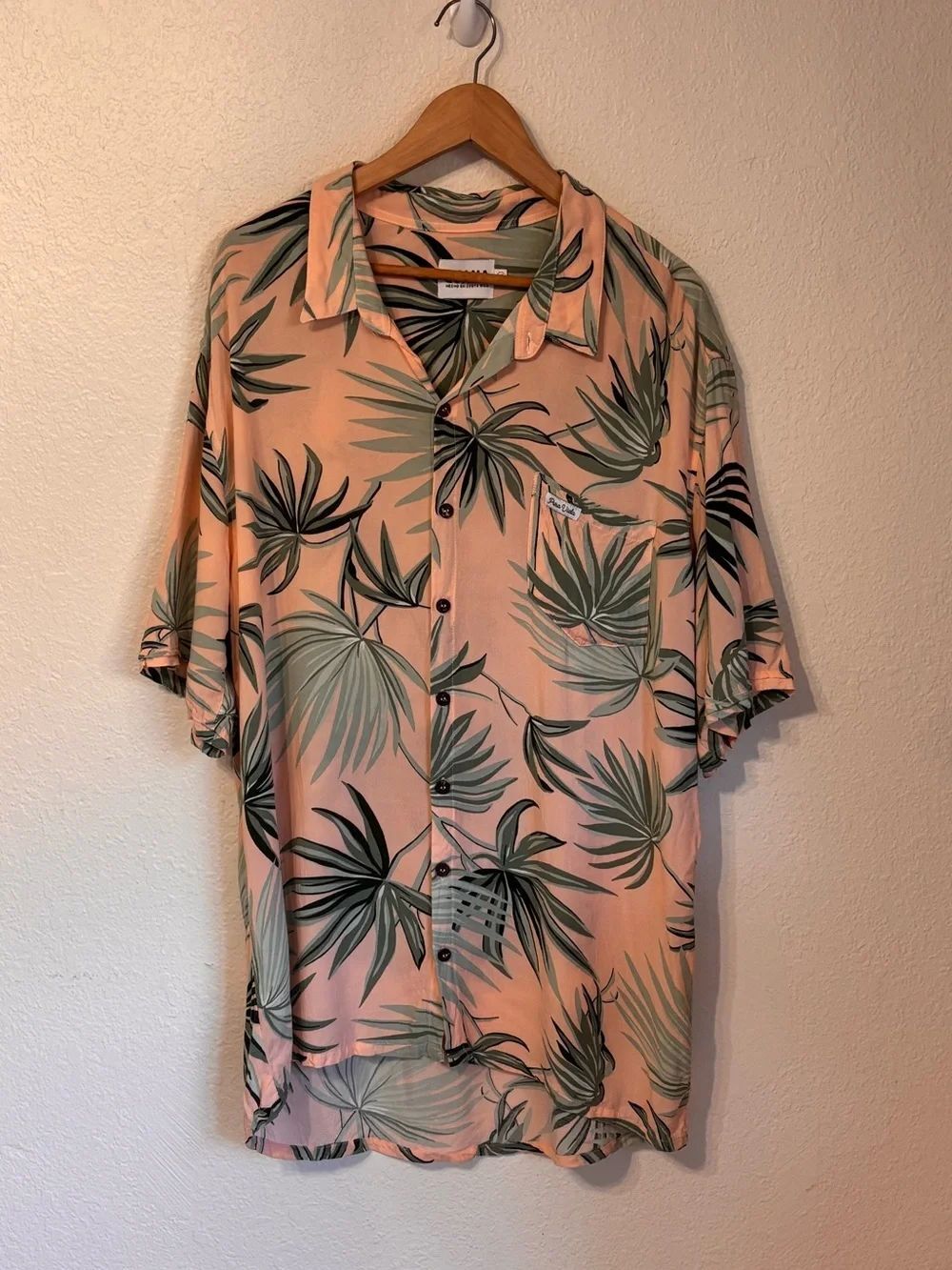 Guana Costa Rica Palm Print Button Down Shirt XXL
